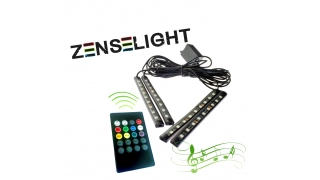 ZenseLight RGB LED-lister, musikstyrd interiörsbelysning 12V (4 st, via ciggplugg)